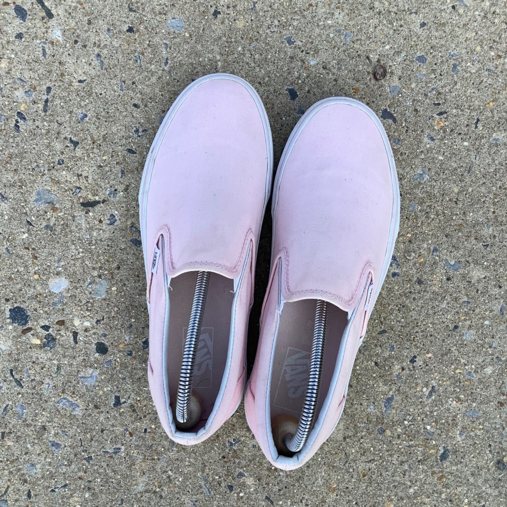 Vans Classic Slip-On Pink Canvas Skate Shoes Mens 8.5 Womens 10 721356 Low Top